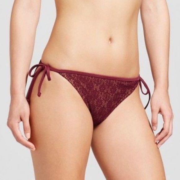 Mossimo Lace Side Tie Hipster Swim Bikini Bottom L - Picture 1 of 6